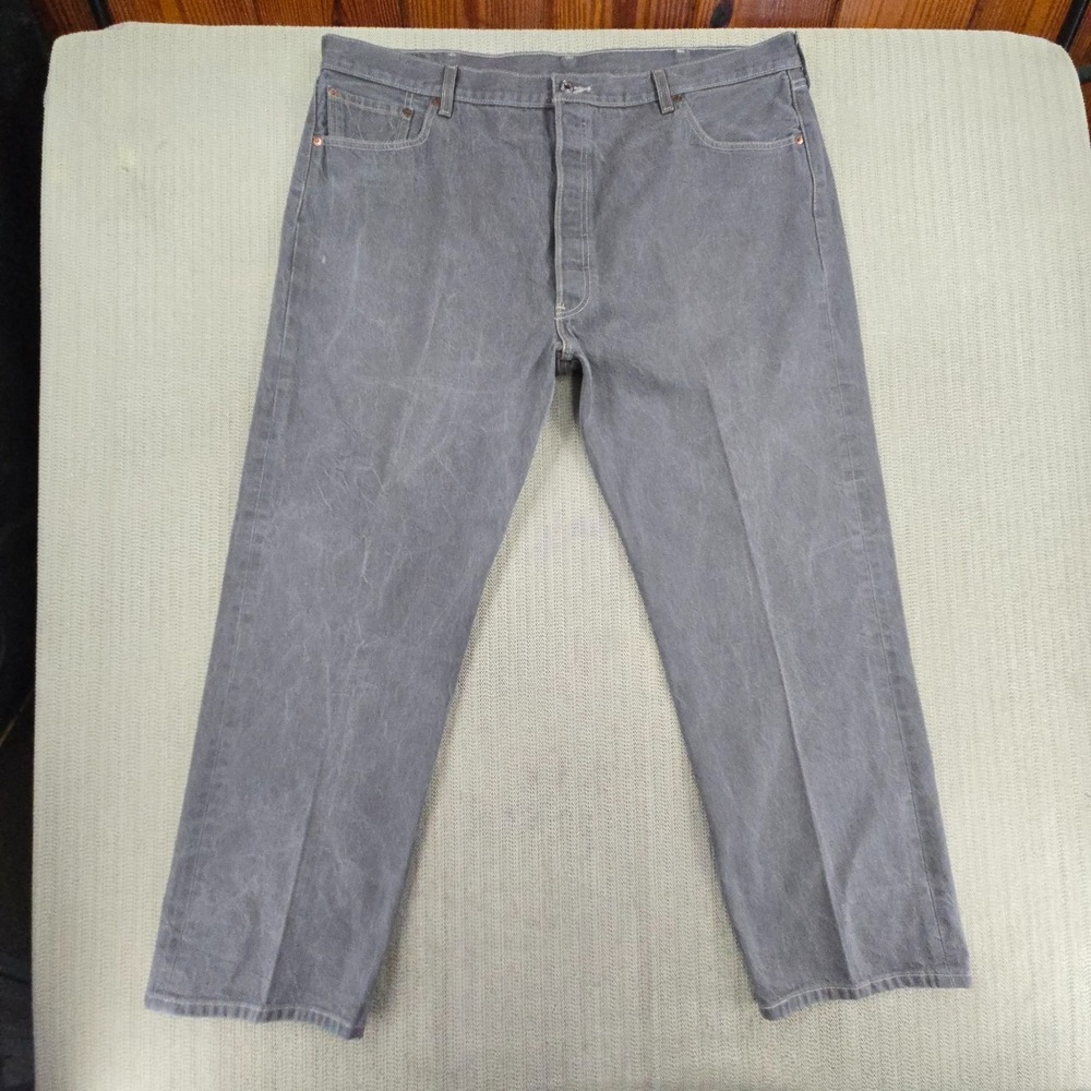 Vintage Levis 501 Jeans Mens 46x32 Gray Denim Button Fly Straight Leg